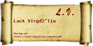 Lack Virgília névjegykártya